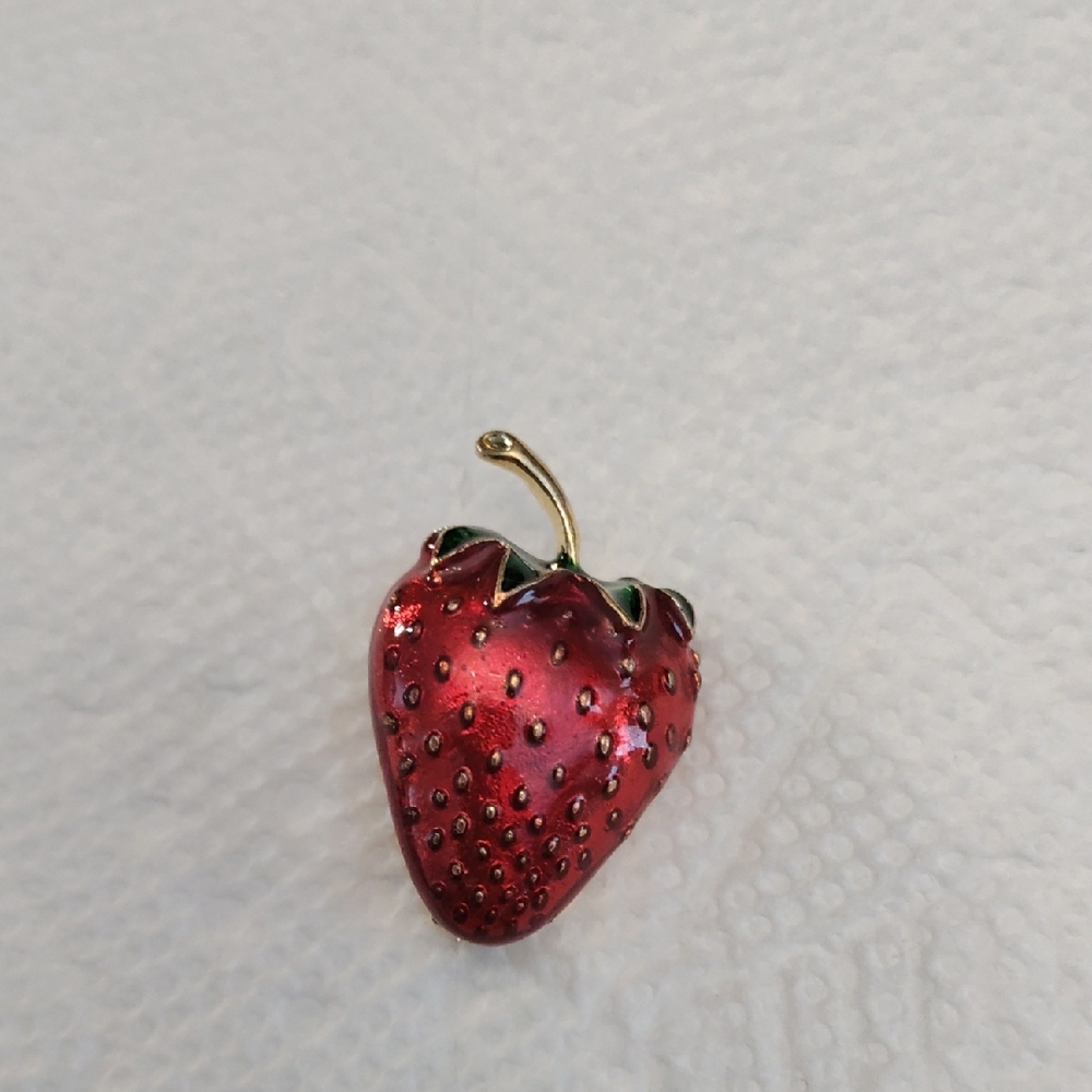 Strawberry Red and Green Brooch